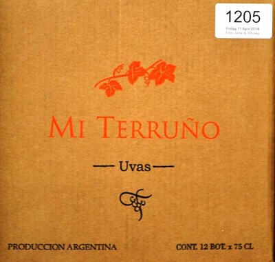 Lot 1205 - Mi Terruno Uvas Bonarda 2012, Lujan de Cuyo, Mendoza (twelve bottles)