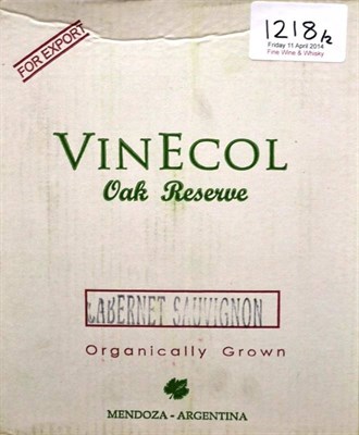 Lot 1218 - Vinecol Organic Oak Reserve Cabernet Sauvignon 2009, Santa Rose, Mendoza (twelve bottles)