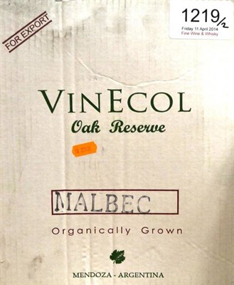 Lot 1219 - Vinecol Organic Oak Reserve Malbec 2009, Santa Rose, Mendoza (twelve bottles)