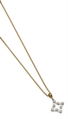 Lot 40 - An 18 Carat Gold Diamond Star Shaped Pendant on an 18 Carat Gold Foxtail Link Chain, the open...