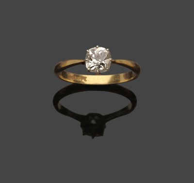 Lot 63 - A Diamond Solitaire Ring, an old cut diamond held in a white eight claw setting, to a yellow...