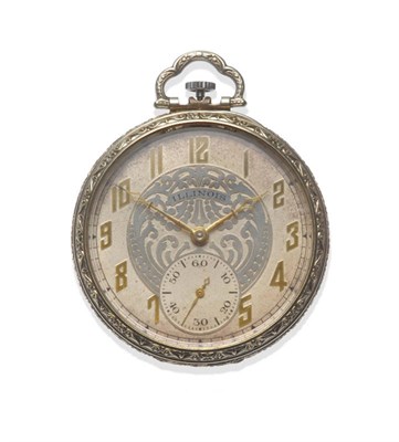 Lot 107 - An Open Faced Keyless Lever Pocket Watch, signed Illinois, circa 1920, 17-jewel lever movement...