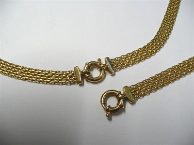 Lot 122 - A 9 Carat Gold Mesh Necklace and Bracelet, necklace length 46cm, bracelet length 19.5cm, width...