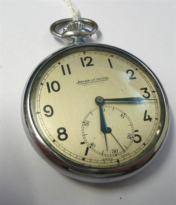 Lot 149 - A Chrome Pocket Watch, signed Jaeger LeCoultre, circa 1940, frosted gilt finished movement,...