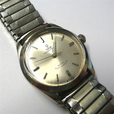 Lot 198 - A Stainless Steel Automatic Centre Seconds Wristwatch, signed Tudor Oyster-Prince, circa 1965,...