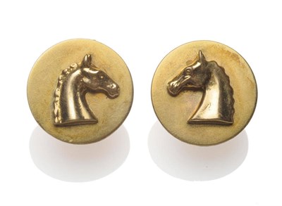 Lot 6 - A Pair of 9 Carat Gold Earrings, by Rosemary Hetherington, a plain polished disk with a...