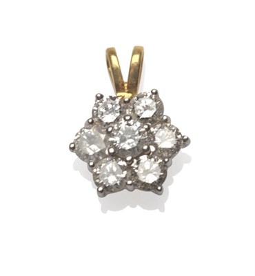 Lot 15 - An 18 Carat Gold Diamond Cluster Pendant, seven round brilliant cut diamonds arranged in a...