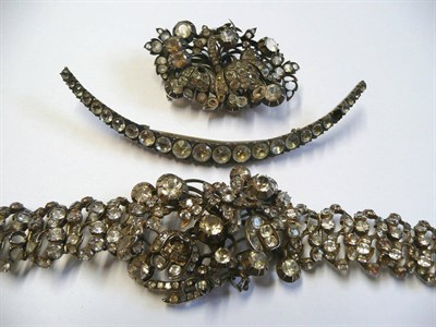 Lot 32 - A 19th Century Paste Bracelet and Brooch, the bracelet with a central floral panel, to...