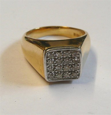 Lot 34 - An 18 Carat Gold Diamond Grid Form Ring, sixteen round brilliant cut diamonds arranged in a concave