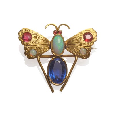 Lot 61 - A Bug Brooch, set with synthetic stones, including, sapphire, rubies and opals, modelled as a...