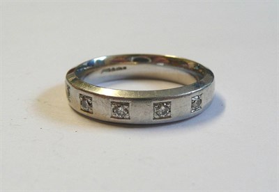 Lot 67 - A Platinum Ring, the band inset with five round brilliant cut diamonds, finger size S1/2