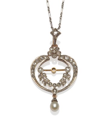 Lot 77 - A Late 19th Century/Early 20th Century Pendant, the openwork heart shaped form set with rose...