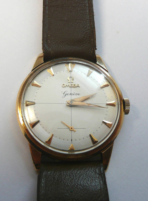 Lot 93 - A 9ct Gold Wristwatch, signed Omega, Geneve, 1959, (calibre 267) 17-jewel lever movement and...
