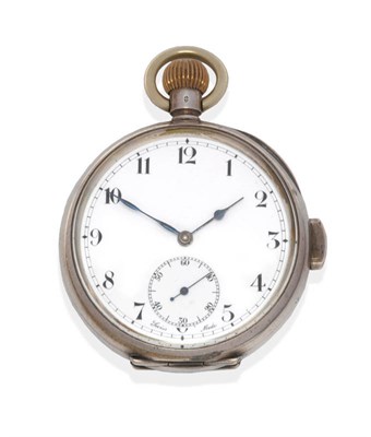 Lot 110 - A Silver Open Faced Quarter Repeating Pocket Watch, 1919, lever movement with two hammers repeating
