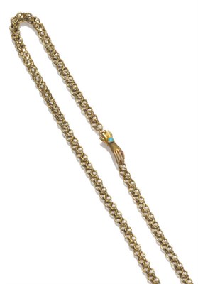 Lot 112 - A Necklace, of faceted and textured belcher links, to a clasp modelled as a lady's hand, and...
