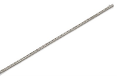 Lot 132 - A Diamond Bracelet, pairs of round brilliant cut diamonds in articulated white bar settings,...