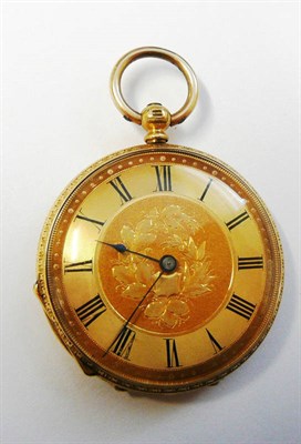 Lot 137 - A Lady's Fob Watch, circa 1890, cylinder movement, gold coloured dial with Roman numerals,...