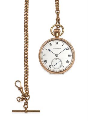 Lot 143 - A 9ct Gold Pocket Watch, signed Collingwood, 1923, lever movement, enamel dial with Roman numerals