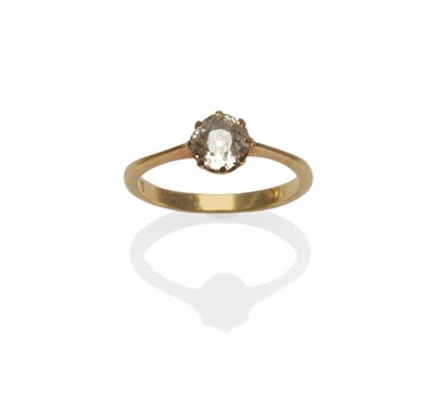Lot 148 - A Diamond Solitaire Ring, the old cut diamond in a yellow eight claw setting, to a tapered shoulder