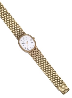 Lot 180 - A 9ct Gold Centre Seconds Calendar Wristwatch, signed Bueche Girod, circa 2000, quartz...
