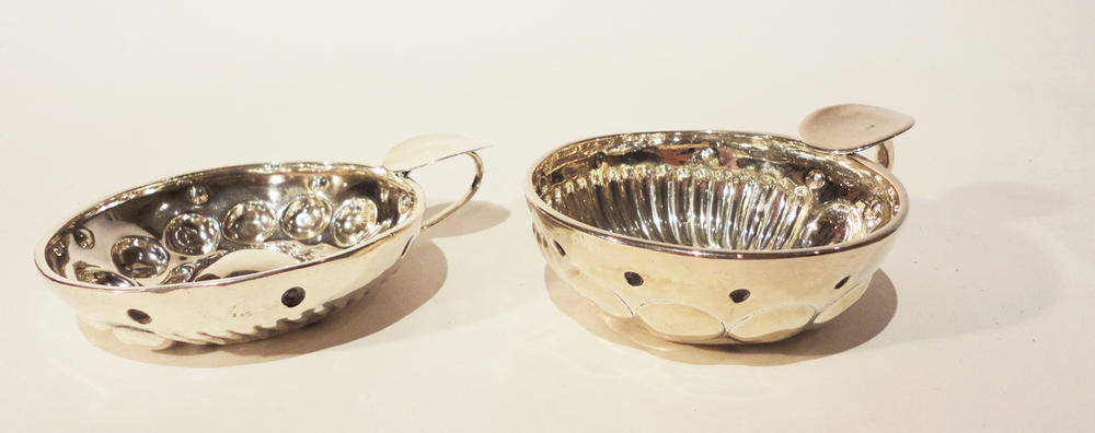 Lot 226 - A French Silver Wine Taster, maker's mark CT, the circular bowl with domed base with fluted and dot