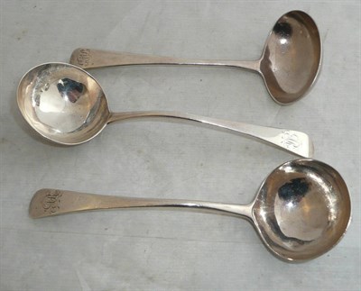 Lot 255 - A Pair of George III Silver Sauce Ladles, maker's mark RC, London 1784, Old English pattern,...