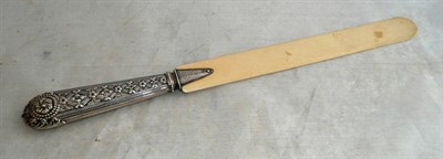 Lot 270 - A Victorian Silver and Ivory Page Turner, maker's mark H&F (?), Birmingham 1888, the silver...