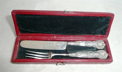 Lot 277 - A William IV Silver Miniature Knife and Fork, marks to knife blade of Ledsam, Vale & Wheeler,...