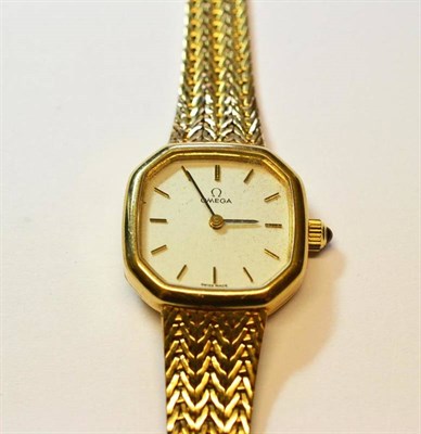 Lot 1017 - A Lady's 9ct Gold Wristwatch, signed Omega, circa 1980, (calibre 625) lever movement, silvered dial