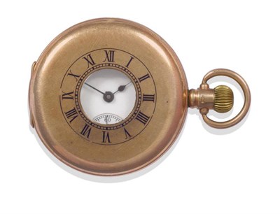 Lot 1131 - A 9ct Gold Half Hunting Cased Pocket Watch, signed Waltham, Traveler, 1923, lever movement,...