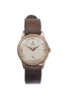 Lot 1137 - A 9ct Gold Wristwatch, signed Omega, Geneve, 1957, (Calibre 267) lever movement numbered...