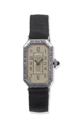 Lot 1139 - A Lady's Wristwatch, signed Bulova, circa 1930, lever movement numbered 167387, silvered dial...