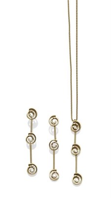 Lot 1149 - An 18 Carat Gold Diamond Pendant on Chain with Matching Earrings, by Links of London, the...