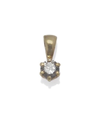 Lot 1154 - A Diamond Solitaire Pendant, the round brilliant cut diamond in a yellow six claw setting, on a...