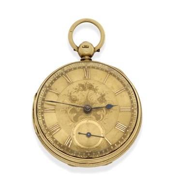 Lot 1191 - An 18ct Gold Open Faced Pocket Watch, Thos Yates, Preston, No.1651, 1850, lever movement, gold...