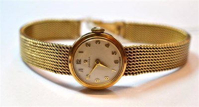 Lot 1196 - A Lady's 9ct Gold Wristwatch, signed Omega, 1960, (calibre 245) lever movement numbered...