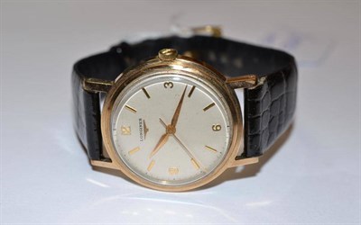 Lot 1226 - A 9ct Gold Centre Seconds Wristwatch, signed Longines, 1965, (calibre 280) lever movement...