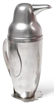 Lot 1245 - A Silver Plated Novelty Cocktail Shaker, modelled as a penguin, designed by Emil Schuelke, probably