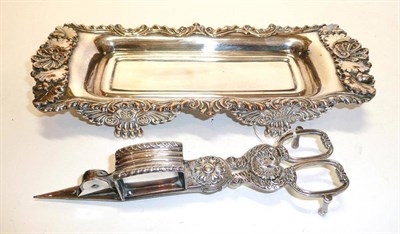 Lot 1248 - A Victorian Plated on Copper Snuffer Stand, with scroll border interspersed with acorns; and A Pair