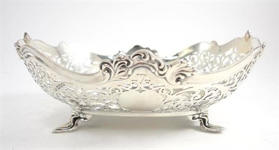 Lot 1260 - A George V Silver Pierced Bowl, Atkin Brothers, Sheffield 1920, oval with shaped rim, foliate...