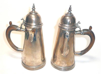 Lot 1264 - A Pair of Edward VII Britannia Standard Silver Coffee Au Lait Pots, Solomon Joel Phillips,...