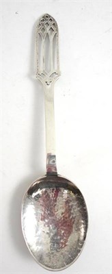 Lot 1266 - An Arts and Crafts Silver Spoon, Amy Sandheim, London 1903, the hammered effect bowl with...