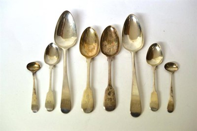 Lot 1270 - Newcastle Silver Comprising: two table spoons, Ann Robertson, 1804, Old English pattern; two...