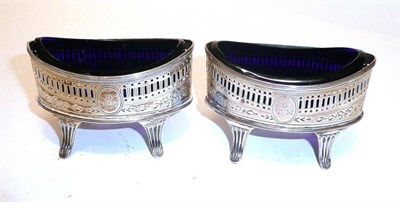 Lot 1274 - A Pair of George III Silver Salts, Robert Pinkney, Newcastle circa 1795, oval with pierced...