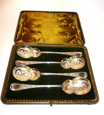 Lot 1284 - A Set of Four Victorian Berry Spoons, Josiah Williams & Co, London 1897, Hanoverian pattern handles