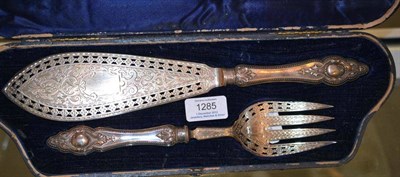 Lot 1285 - A Pair of Victorian Silver Fish Servers, Martin, Hall & Co, Sheffield 1889, each with a pierced...