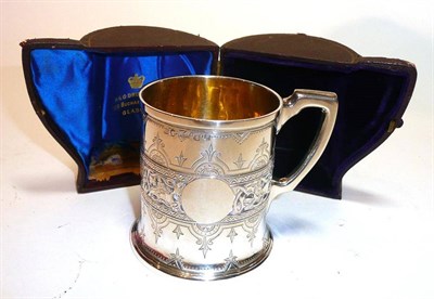 Lot 1286 - A Victorian Scottish Silver Christening Mug, R & G Drummond, Glasgow 1876, with engraved decoration