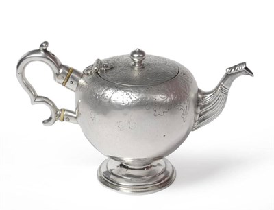 Lot 1293 - A Victorian Scottish Silver Teapot, Mackay & Chisholm, Edinburgh 1848, bullet form with chased...