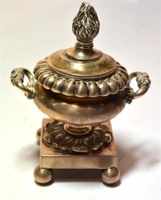 Lot 1294 - A William IV Silver Small Urn, Jonathan Hayne, London 1833, with flamed finial, gadrooned edge,...