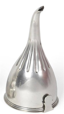 Lot 1309 - A George III Silver Wine Funnel, maker's mark rubbed, London 1801, the detachable strainer with...